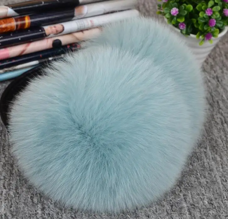 light blue Зимние женские теплые наушники из натурального Лисьего меха для девочек, 6 цветов - Цвет: light blue