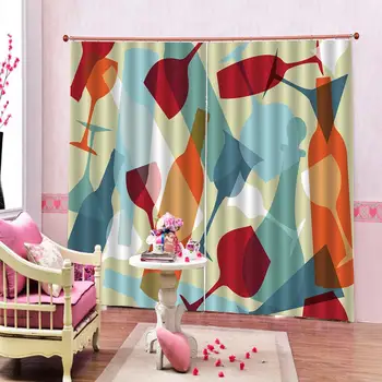 

Decoration curtains Luxury Blackout 3D Window Curtains For Living Room Bedroom color cup curtains