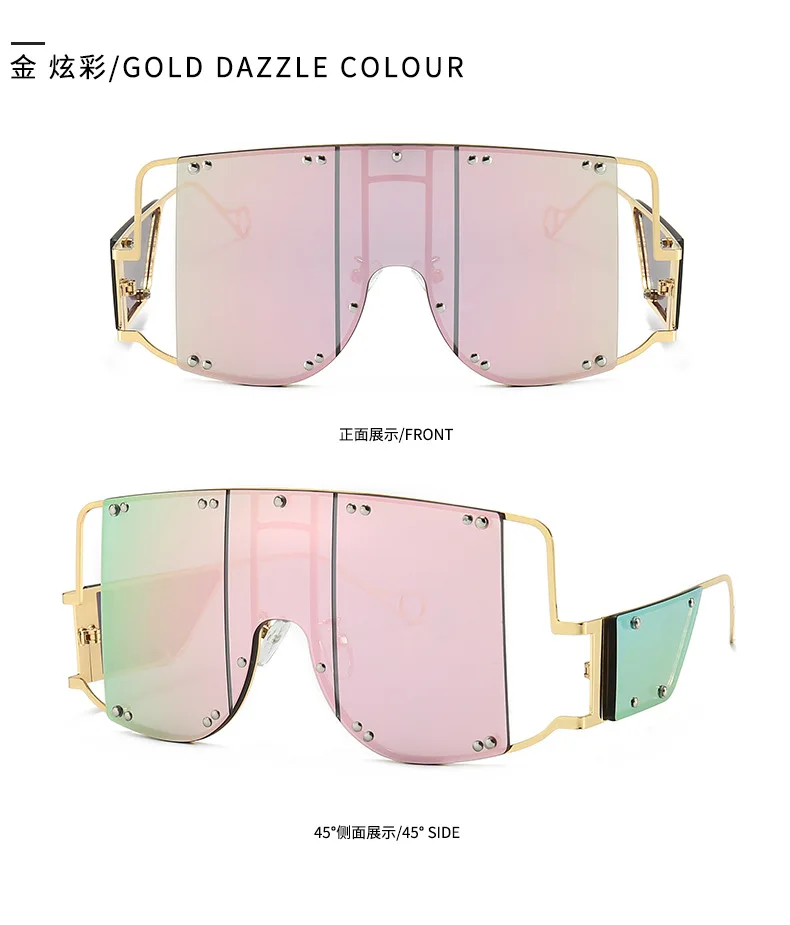 Sunglasses Women Vintage Oversized Glasses Square Shades Metal Frame Womens Sunglasses UV400 Eyewear Ocean Lens Glasses NX