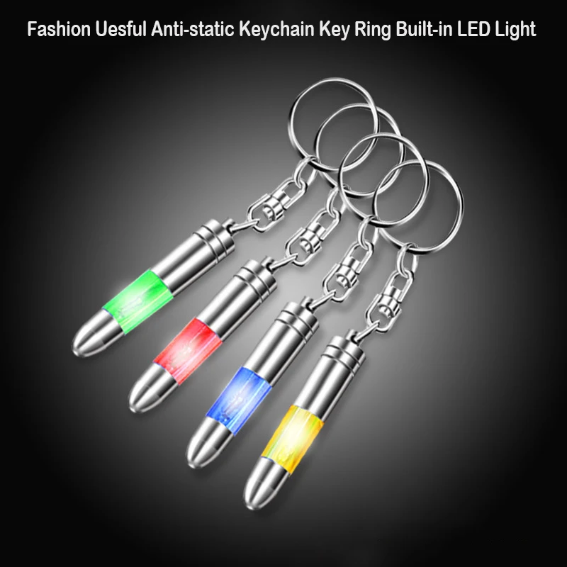 1 pçs de alta tensão anti-estática chaveiro carro corpo estático eliminador estático descarregador moda chaveiro led emissor de luz interior do carro