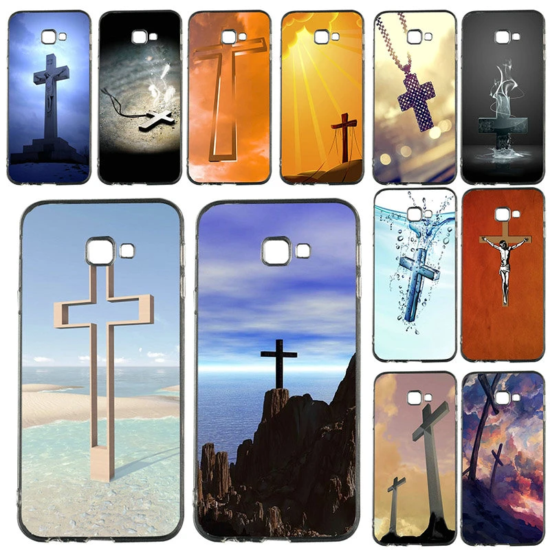 For Samsung Galaxy J1 J2 J3 J4 J5 J6 J7 J8 A3 A5 A7 2018 2016 2017 Coque Bags Silicone Soft TPU Mobile Phone Cases Cross Jesus