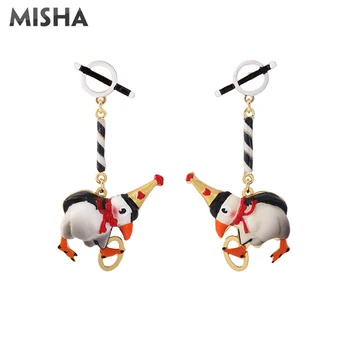 

MISHA Trendy Stud Earrings For Women Circus Cute Auklet Design Handmade Enamel Glazed Earrings Jewelry For Girls Ladies L1031