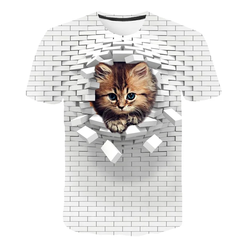 

New Fashion Wall design Boys Black 3D Cat T Shirts 8 Designs Children T-shirts for 1-14Years Girls Tops Dog Tees Boys Tshirts