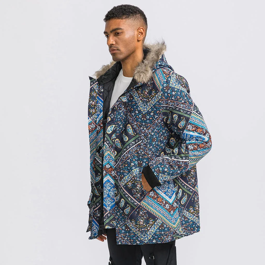 Man Winter Warm Outwear Floral Print Hooded Pockets Vintage Oversize Coats 2019 High Quality Support Wholesale Dropshipping Man Winter Warm Outwear Floral Print Hooded Pockets Vintage Oversize Coats 2019 High Quality Support Wholesale Dropshipping