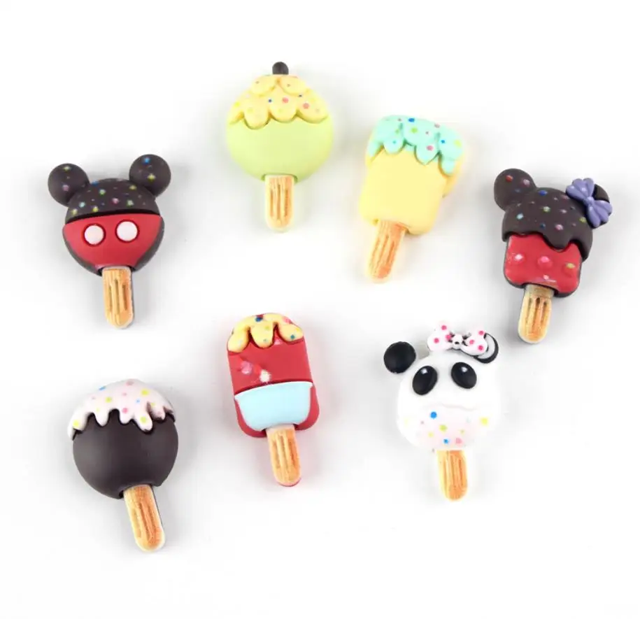 wholesale Cute cartoon unicorn mouse Ice cream Resin Flat back Cabochon imitation food Art Supply Decoration Charm Craft
