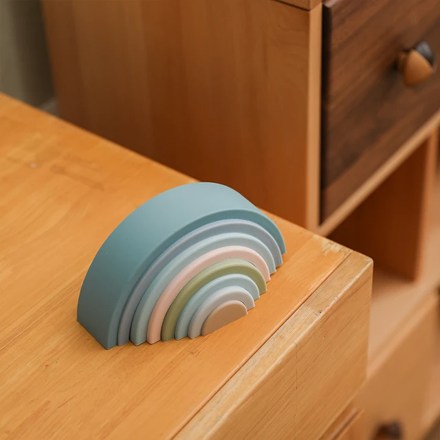 Baby Toy Silicone Educational Building Blocks 3D Rainbow Stacking Baby Building Blocks Toys Montessori Educational Toy Children 4