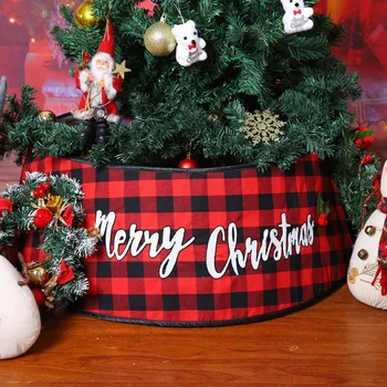 

Christmas Tree Skirt Red And Black Plaid Base 30-Inch Diameter Base Christmas Tree Collar Base Cover Christmas Party Home Decor