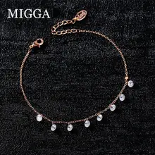 MIGGA Блестящий маленький кубический браслет с фианитами для женщин розовое золото цвет ювелирные изделия с фианитами
