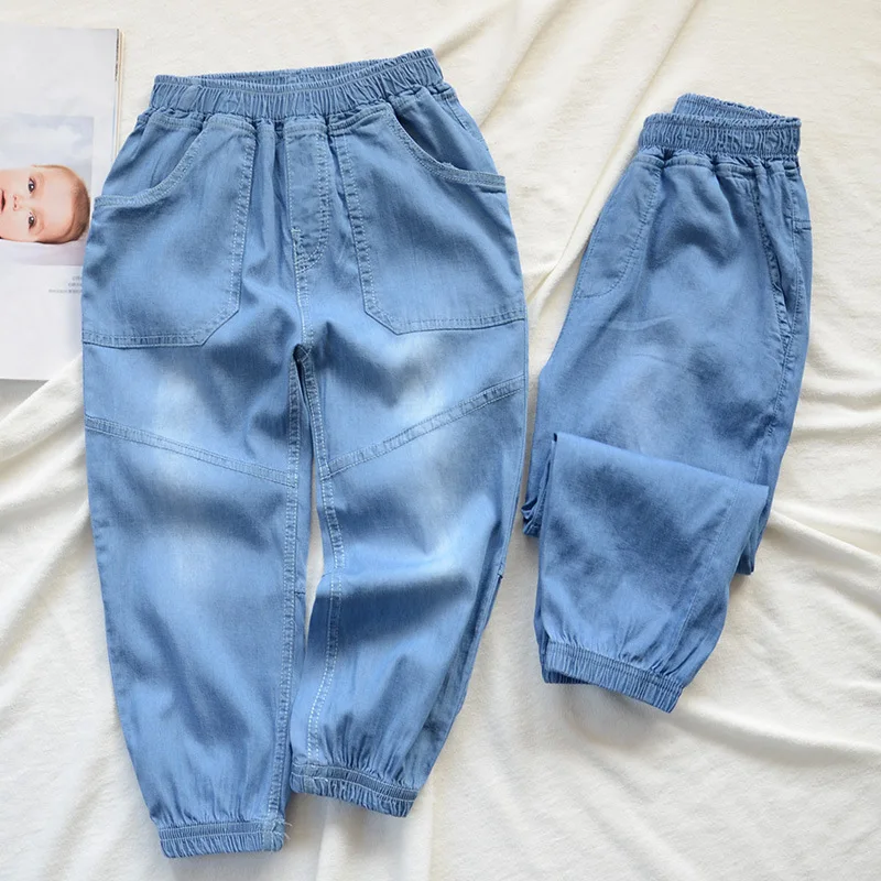 Summer New Products Children Korean-style Casual Tencel Cotton Trousers Men And Women Children Fashion Stretch Trousers