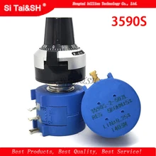 3590s-2 3590 s série precisão multiturn potenciômetro 10 anel resistor ajustável + 1 pçs voltas contagem dial rotativo botão de 6.35mm