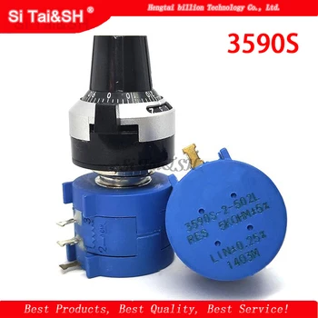 

3590S-2 3590S Series Precision Multiturn Potentiometer 10 Ring Adjustable Resistor+1PCS Turns Counting Dial Rotary 6.35mm Knob