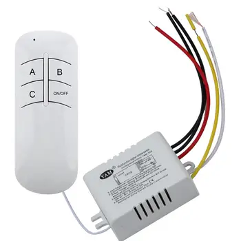 

3 Port On/Off 220V Lamp Wireless Remote Control Switch Receiver Transmitter