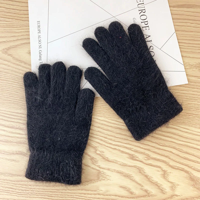 Женские зимние перчатки, милые плюшевые теплые перчатки для верховой езды, женские перчатки, женские зимние перчатки, зимние перчатки для женщин - Цвет: Черный