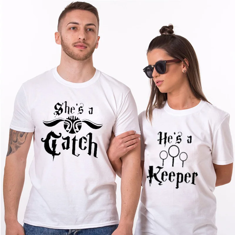 EnjoytheSpirit She Is A Catch He Is Keeper His and Her серая футболка набор парная Футболка модная подходящая пара Топ Футболка