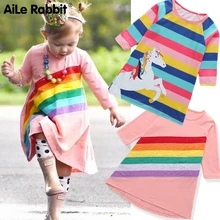 Детское платье для девочек от 1 до 7 лет платья с длинными рукавами для малышей летняя детская одежда хлопковое платье принцессы для девочек детские топы, костюмы