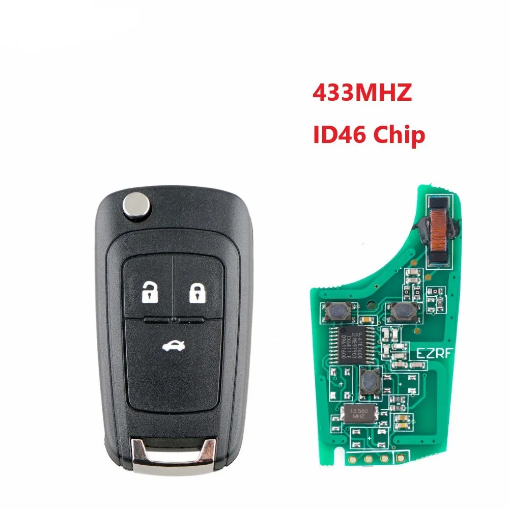 3 кнопки дистанционный ключ-брелок от машины для Opel Astra J Corsa E Insignia Zafira C 2009- 433 МГц ID46 чип