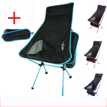 

Portable Moon Chair Recliner Camping Large Lengthened Outdoor Folding Chair Fishing Chair Aluminum Alloy With Pillow