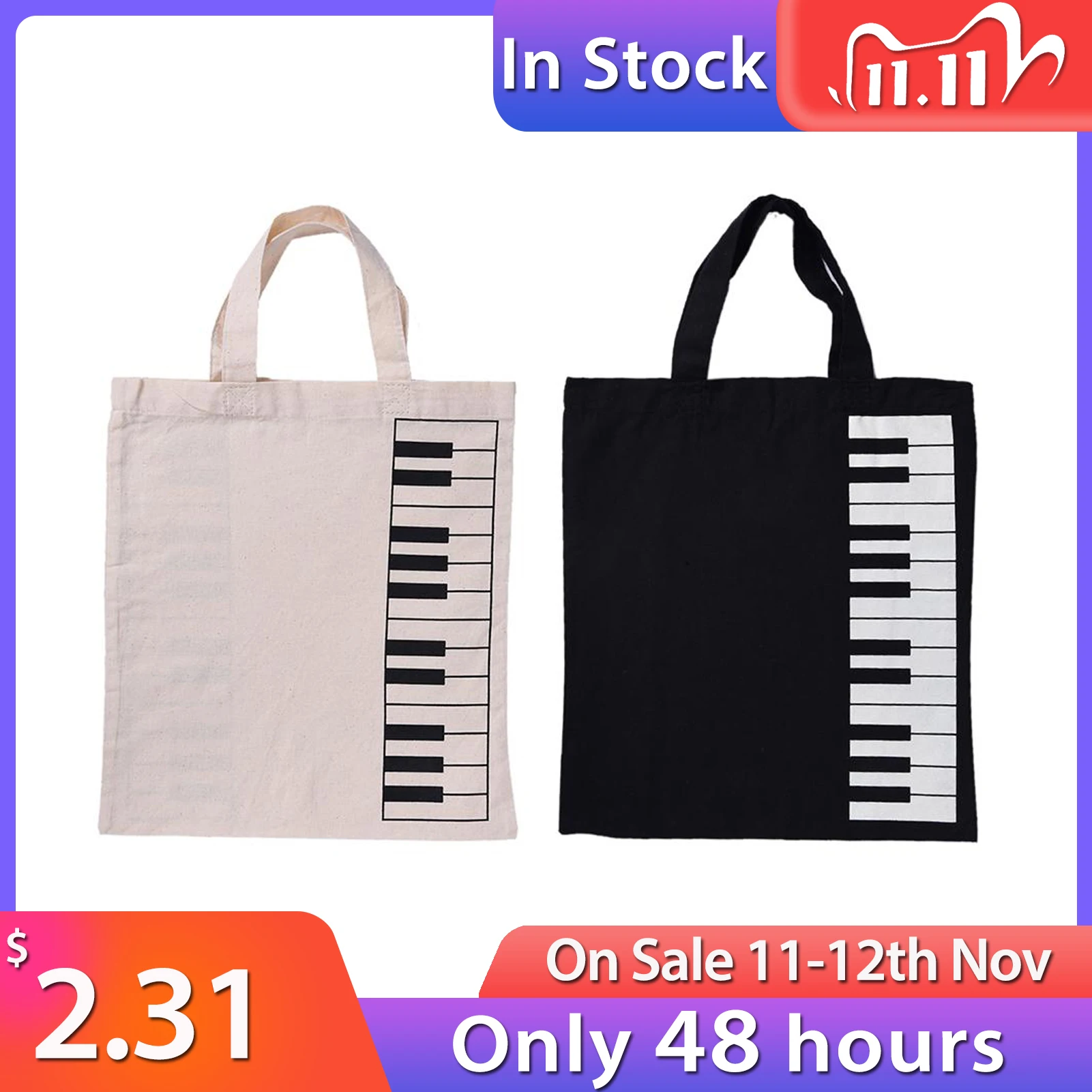 Portable Cotton and Linen Music Score Bag Keyboard Pattern Musical Bags