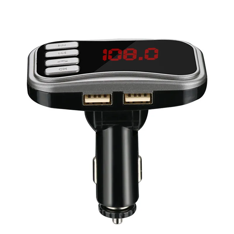 Автомобильное зарядное устройство с Bluetooth, ЖК-дисплеем, двумя USB, поддержка FM, SD карты, для IPhone Xs Max, samsung, Xiaomi, автомобильное зарядное устройство для телефона