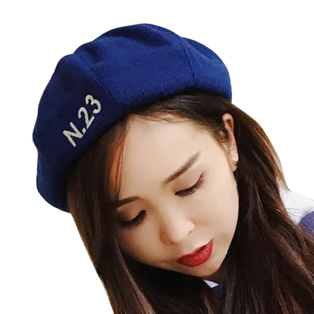 Cotton Beret Women Autumn Winter Warm Berets Vintage Solid Embroidery Letter Beret French Hats Flat Cap beret femme берет#H