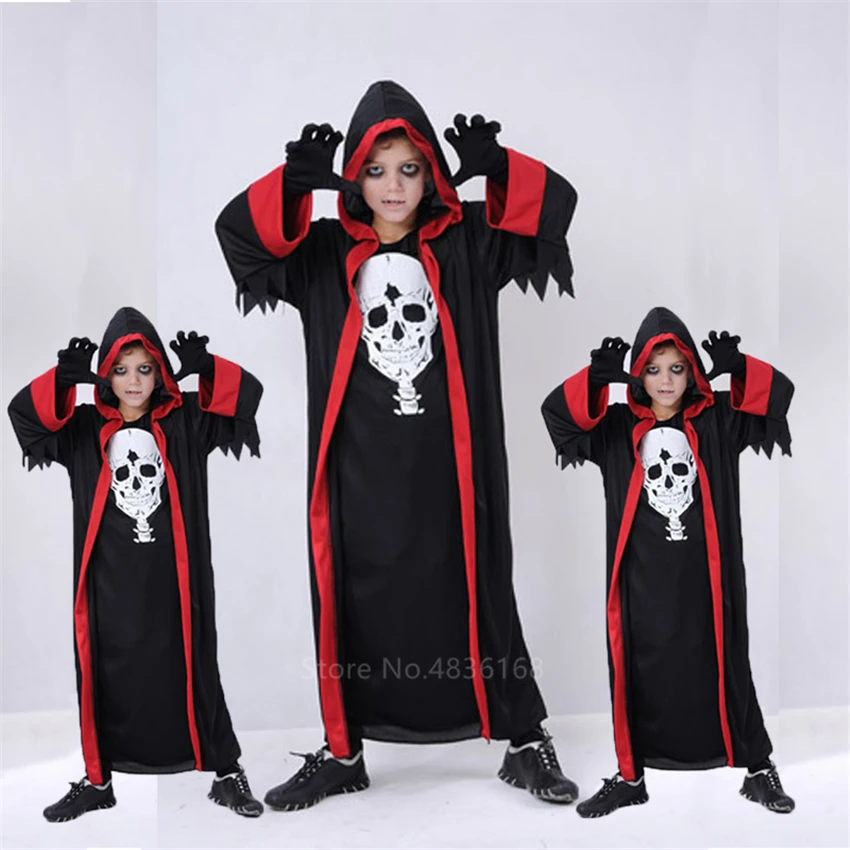 

Witch Skull Cosplay Day of The Dead Halloween Costuem for Kids Gothic Skeleton Zombie Scary Spooky Fancy Dress Carnival Party