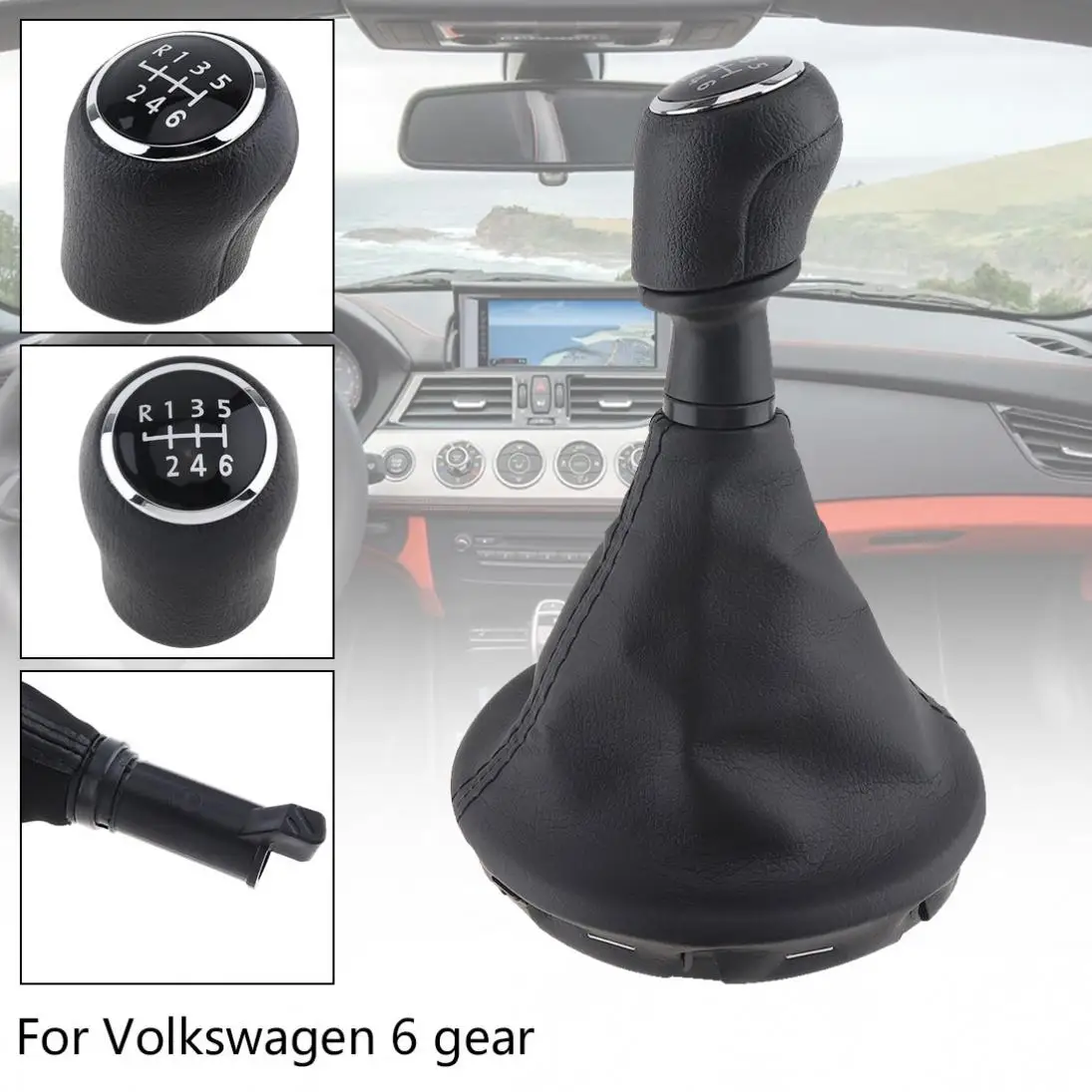 

6 Speed Car Manual Gear Shift Knob With Dust Cover / Spring / Screw for Volkswagen T5 T5.1 T6 2003 2005-2015 / 6 Gear Models