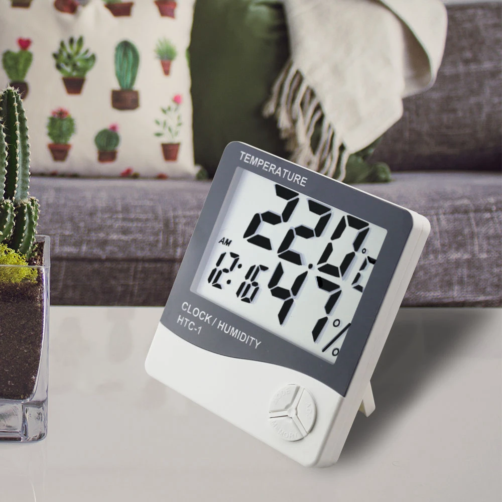 HTC-1 HTC-8, цифровой термометр, гигрометр, метеостанция, будильник, настенный электронный измеритель температуры и влажности