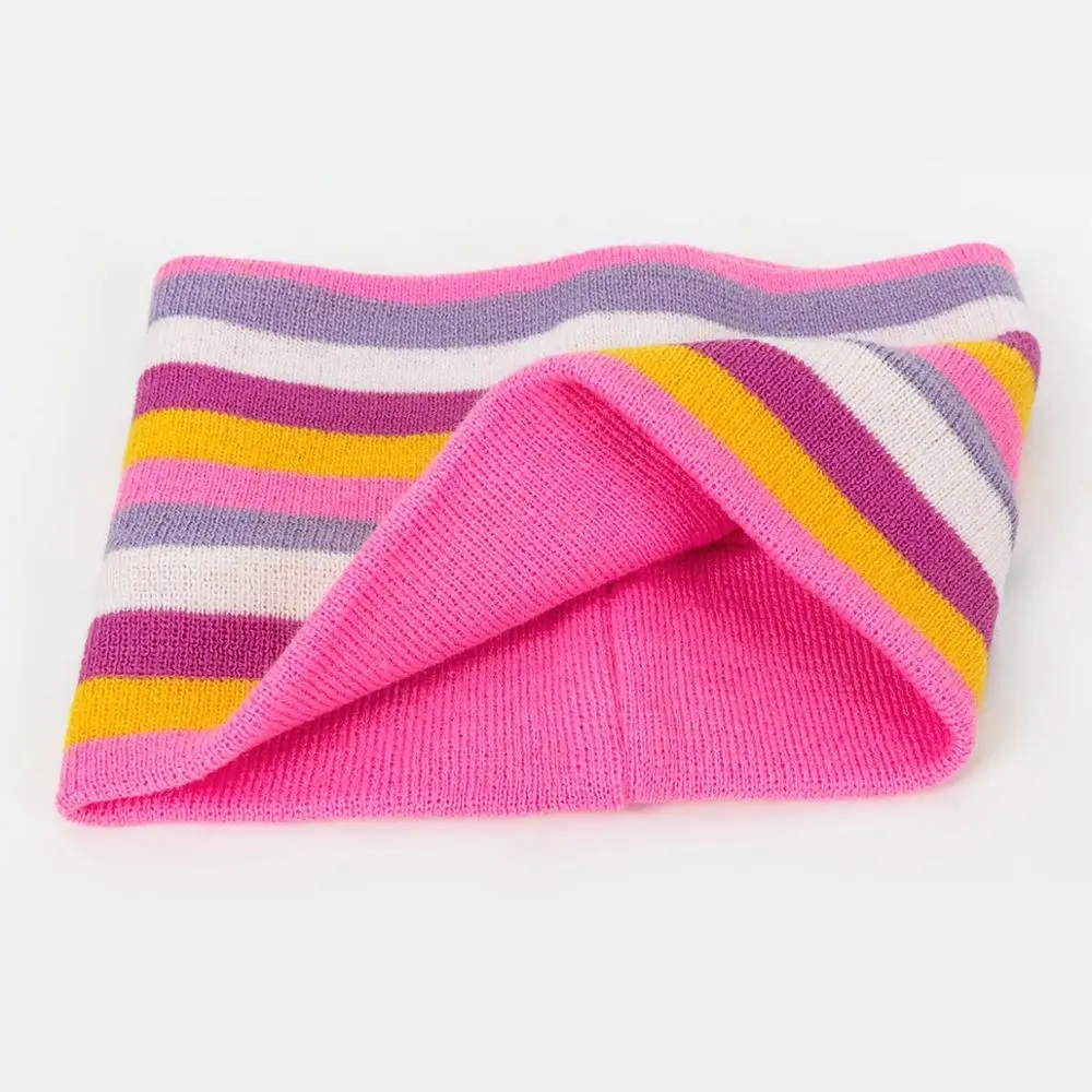 Новинка, зимняя хлопковая шапка, полосатая женская вязаная шапка Skullies Beanies, шапка конфетного цвета, розовая Зимняя шапка, шарф, набор для женщин и девушек, подарок