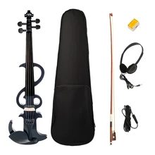 1 компл. Твердой древесины 4/4 электрическая Тихая Скрипка с сумкой для переноски, черный