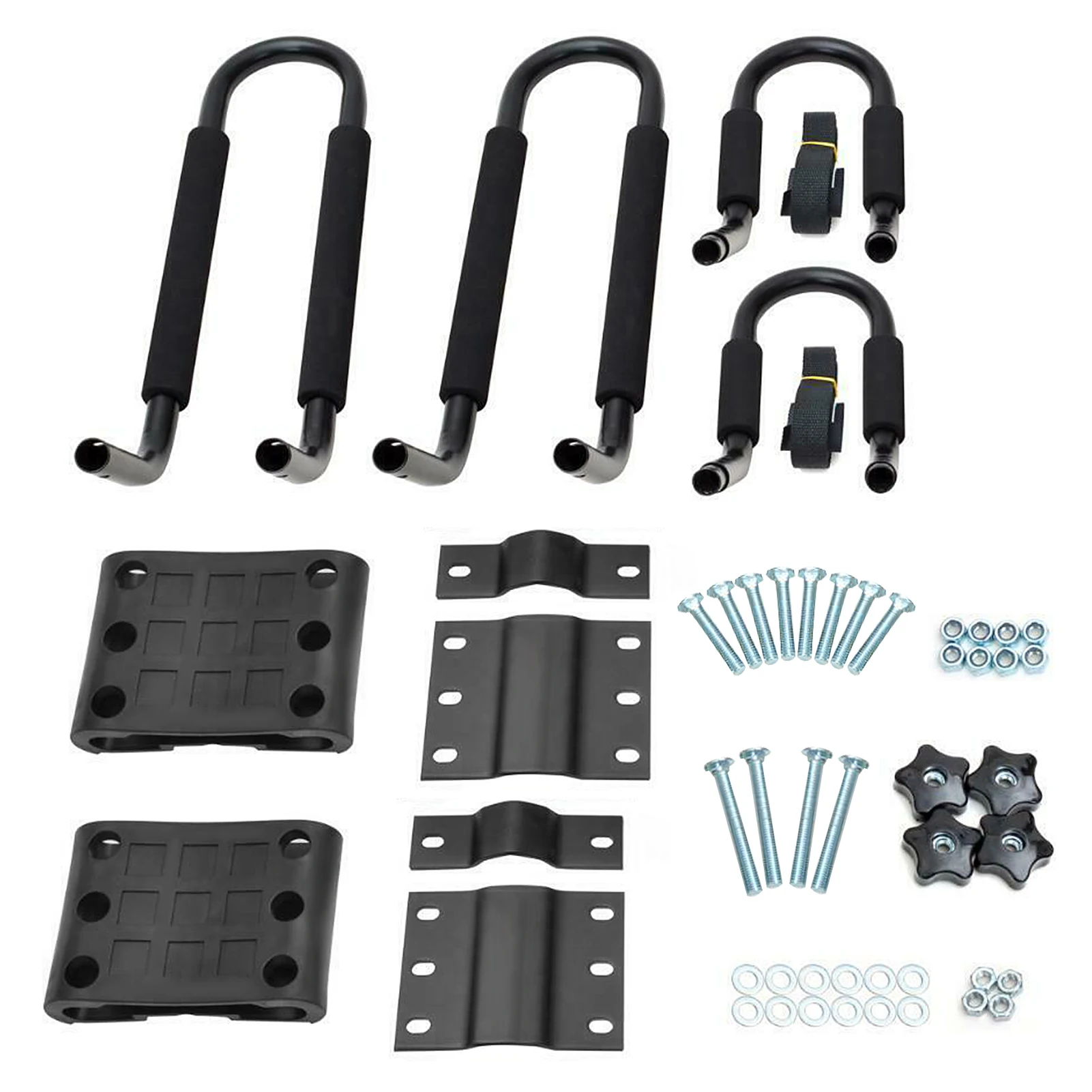 8 Pcs/Set 2 Kayak/Canoe/Board Roof Racks + 2 Pair of Straps + 4 Set of Hardware