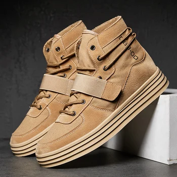 

Spring Autumn men Comfortable high tops Shoes Motorcycle Mens Ankle Boot Height Increase Chunky Sneakers Men Oxfords Shoes