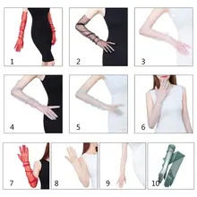 Для женщин Тюль Локоть Длинные свадебные перчатки сплошной цвет Sheer Винтаж опера варежки