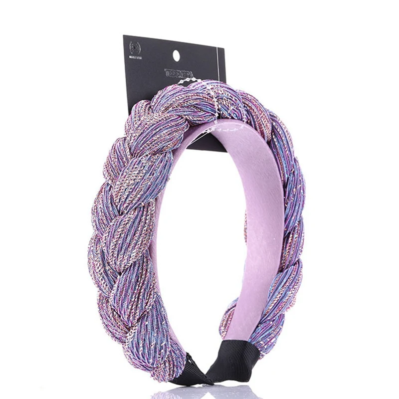 Новая мода cкручивание плетение волос Twist weaving женские плетеные мягкие повязки для волос девушки повязки Женский головной убор фиолетовый аксессуары для волос