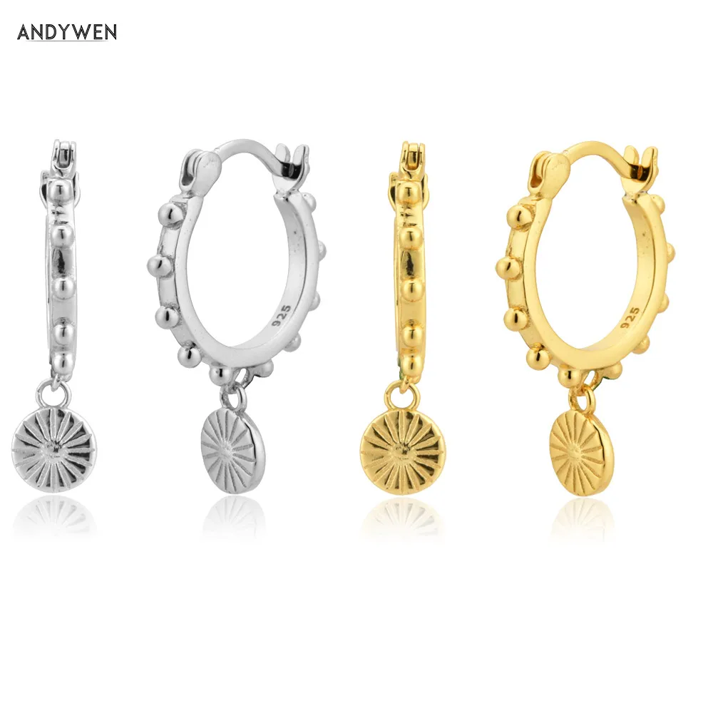 Серьги-подвески ANDYWEN с серебряными и золотыми монетами 10 5 мм | Украшения