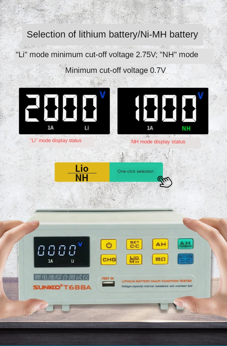 gas welding machine Battery Testing Machine Comprehensive Tester Battery Tester Capacity Voltage Overload Detector SUNKKO T688A 18650 Resistance plastic welder stapler