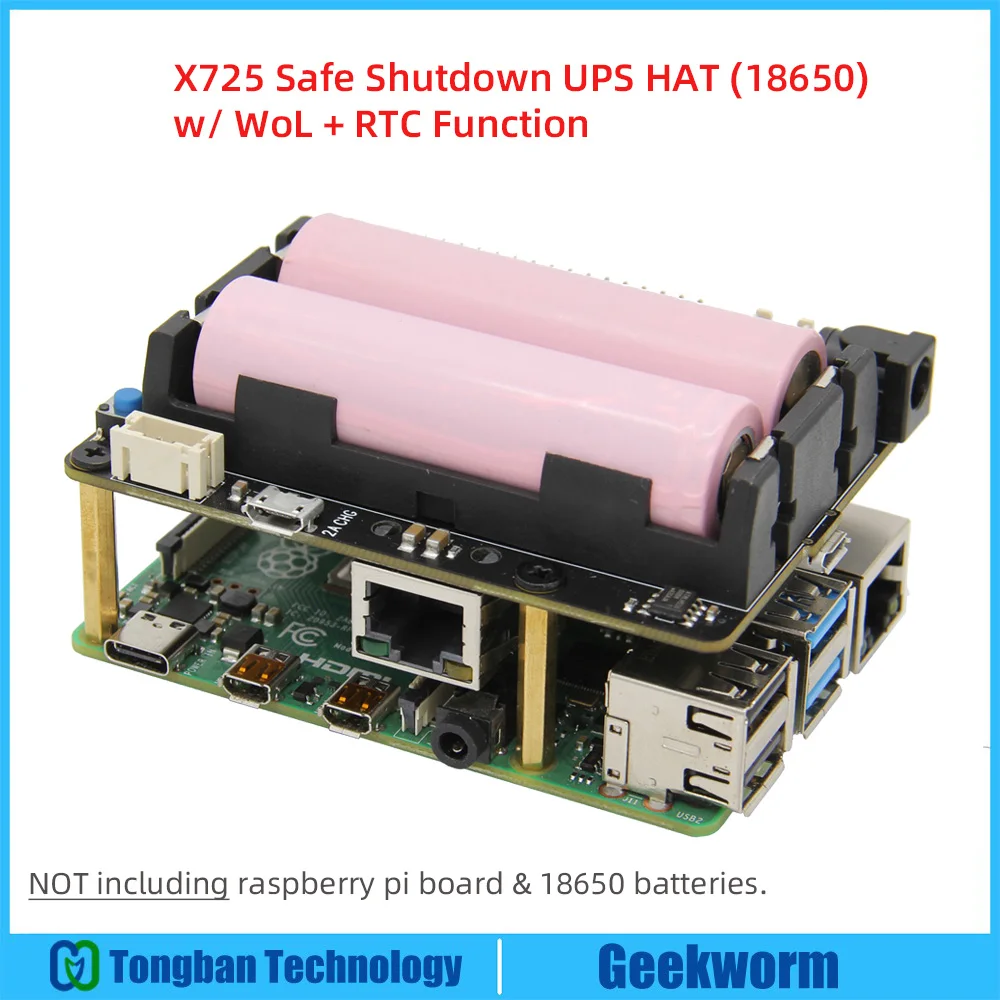 Raspberry Pi 4 Model B X725 UPS HAT (18650 Power Max 5.1V 8A Output