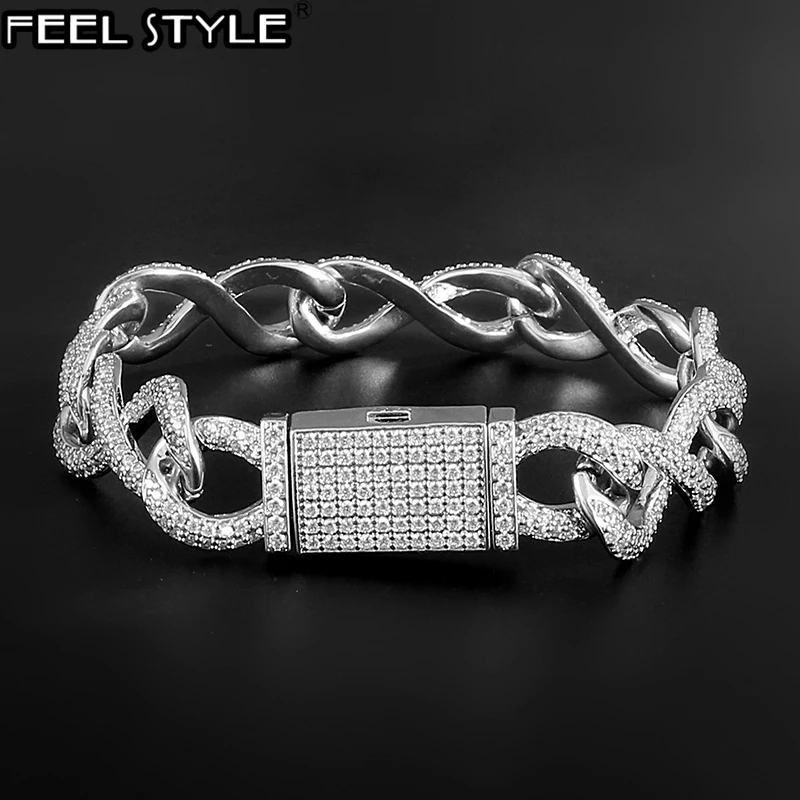 Хип-хоп 13 мм тяжелый Большой рок замок застежка Iced Out AAA Bling CZ кубический цирконий