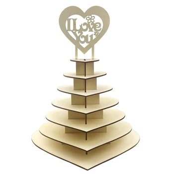 

3D Chocolate Display Holder Heart Shaped Wood Candy Snacks Dessert DIY Decorating Display Stand Shelf for Wedding Birthday Party