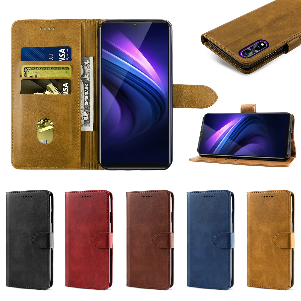 

For Vivo iQOO Neo Case Calf Grain PU Leather Flip Stand Wallet Case Anti-Scratch Shockproof with Card Slots and Magnetic Buckle