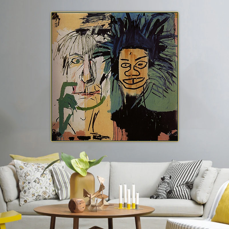 Two Heads by Jean-Michel Basquiat Printed on Canvas