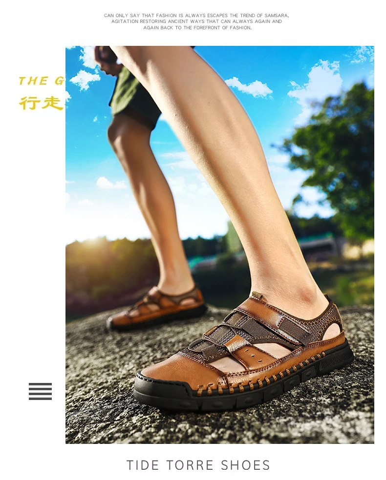 Brand New Fashion Summer Beach Breathable Men Sandals Genuine Leather Men's Sandal Man Causal Shoes Plus Size 38-46