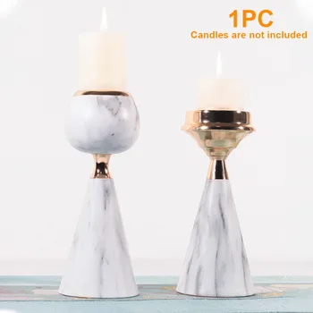 

Metal Party Accessory Wedding Dining Living Room Home Decor Model Marble Pattern Candle Stand Dinner Table Showcase Festival