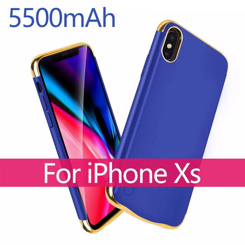 Xs Blue 5500 мА/ч, внешняя батарея для телефона Зарядное устройство чехол для iPhone X XS 6000 аккумулятор для телефона, мАч зарядки чехол для iPhone X R XS MAX - Цвет: Xs Blue