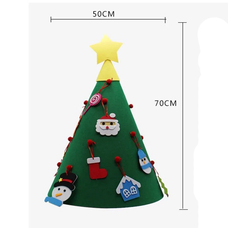 Creative DIY Felt Christmas Tree Pendant Xmas Kids Toy Christmas Tree Hanging Ornament Santa Claus Bell Decor Xmas Children Gift