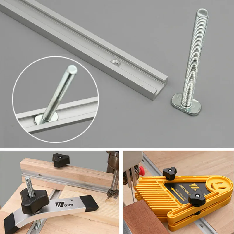 Miter Track Jig Woodworking T Track Woodworking Tools Woodworking Tool 300-800MM Woodworking Chute Rail T-track T-slot Miter Track Jig T Screw Fixture Slot 19x9.5mm Table Saw Router Table DIY Tools