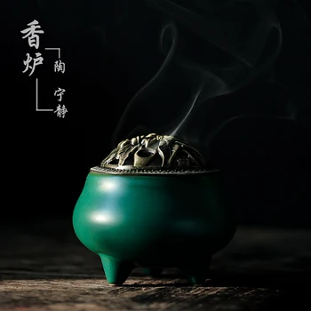 

Mini Buddhist Incense Burner Ceramic Green Antique House Zen Decorations Bedroom Incense Holder Encensoir Home Decor MM60XXL