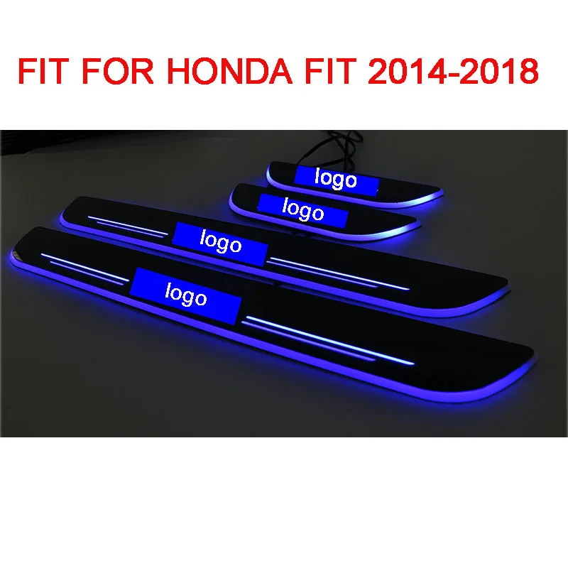 4 шт./компл. автомобиль-Стайлинг для Honda FIT- светодиодный порог Накладка на порог блестящая педаль