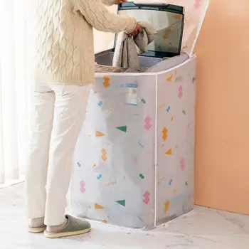 

PEVA Washing Machine Dust Cover Printed Floral Geometric Washing Machine Dust Cover Home Roller Flip Washing Machine Cover