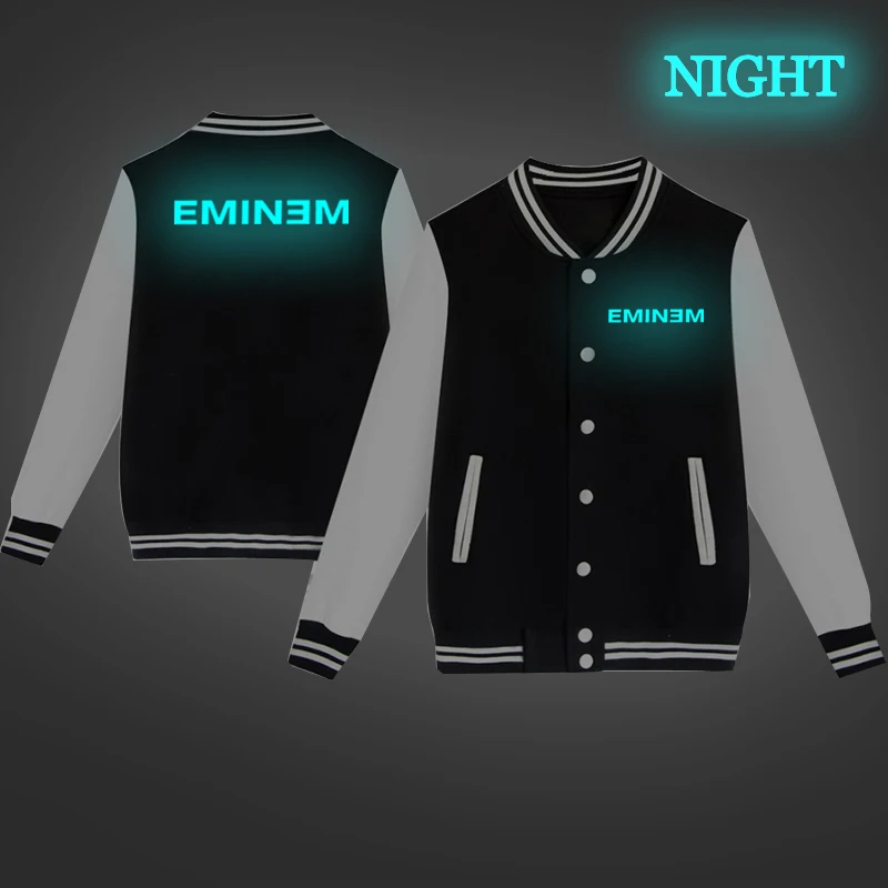7 luminous Eminem бейсбольная куртка в стиле хип-хоп Харадзюку толстовка женская розовая одежда мужская уличная одежда Зимний спортивный костюм пальто с длинными рукавами - Цвет: 7 luminous