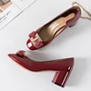 Classic Bridal Wedding Shoes Woman Metal Decoration Pumps Bowknot High Heel Designer Brand Chunky Heels Shoes Ladies Dress Pumps ► Photo 1/6